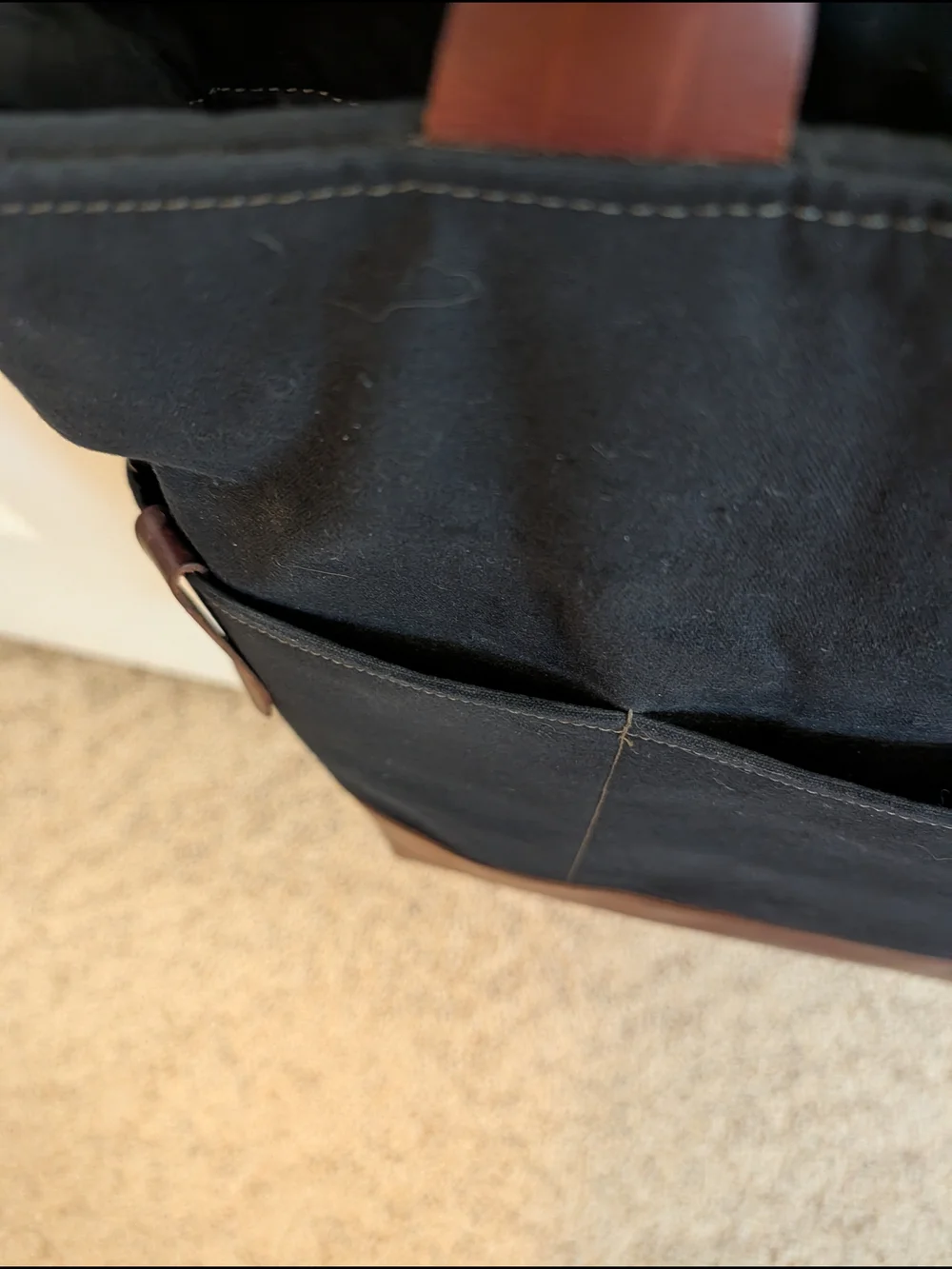 R. Riveter Black Canvas & Brown Leather Tote Bag